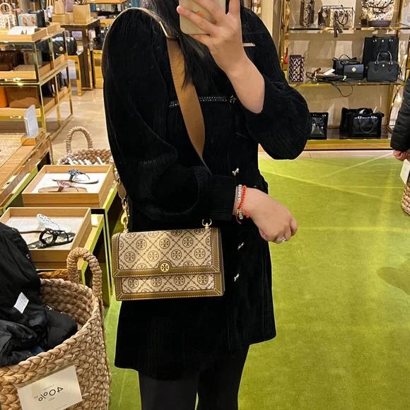 NWT TORY BURCH T MONOGRAM JACQUARD MINI BAG Two stripes $448